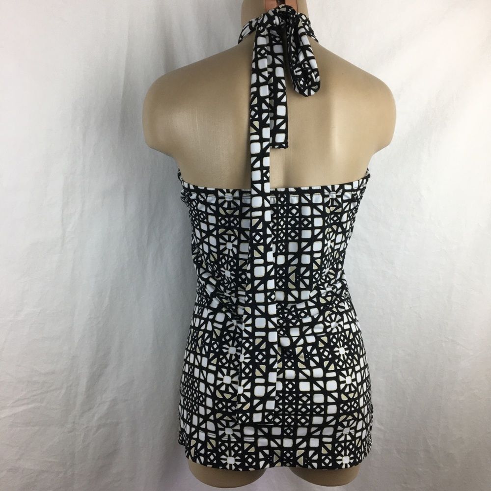 Black & White Graphic Print Sleeveless Halter top White House Black Market XS - Picture 3 of 5